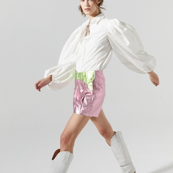 Sunset Metallic Linen Short - Pink W/Lime - Picture 5 of 5